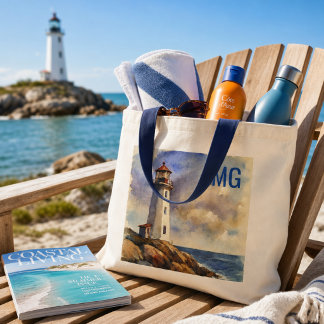 Monogram Nautical Lighthouse Tote Bag