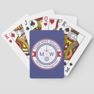Monogram Nautical Logo Anchor Wheel Helm Motto Playing Cards