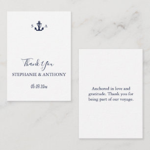 Monogram Nautical Navy Blue Anchor Wedding    Card