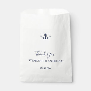 Monogram Nautical Navy Blue Anchor Wedding    Favour Bags