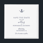 Monogram Nautical Navy Blue Anchor Wedding    Magnet<br><div class="desc">Make your big day unforgettable with this Monogram Nautical Navy Blue Anchor Save the Date Magnet. With a minimalist white background, navy blue text, and a timeless anchor monogram featuring the couple’s initials, this magnet blends clean coastal style with everyday functionality. Perfect for beach weddings, destination celebrations, or couples who...</div>