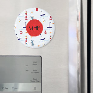 Monogram - Nautical Pattern (Marine Pattern) Magnet