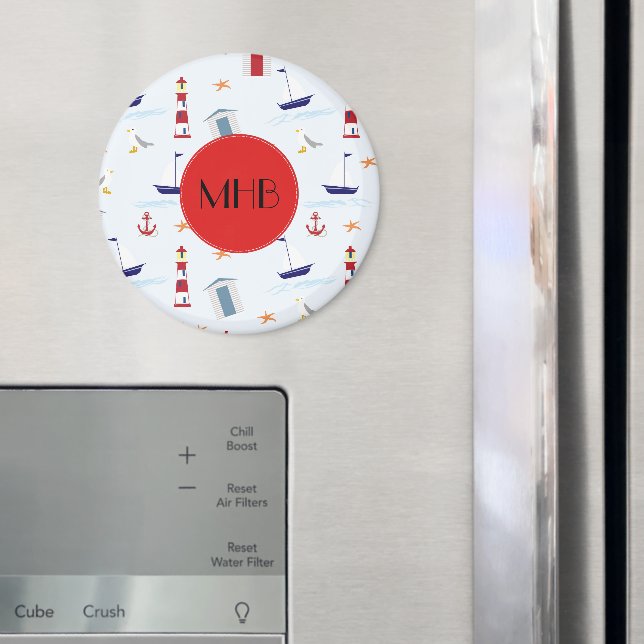 Monogram - Nautical Pattern (Marine Pattern) Magnet (In Situ (Fridge))