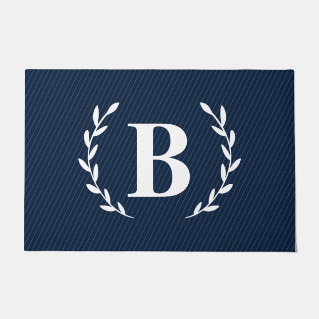 Monogram Navy Blue Doormat (Front)