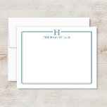 Monogram Navy Blue Elegant Family Stationery Card<br><div class="desc">This design features a thin double border with space for a monogram and name/text at the top. Click the customise button if you would like to adjust the design elements and/or further modify the text! Variations of this design, additional colours, as well as coordinating products are available in our shop,...</div>