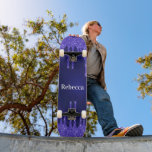 Monogram navy blue glitter drips unique skateboard<br><div class="desc">A chic navy blue background decorated with faux glitter drips,  paint dripping look.The blue colour is uneven. Personalise and add your name,  white letters.</div>