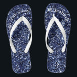 Monogram Navy Blue Glitter Mother of Bride Groom  Flip Flops<br><div class="desc">A fun gift for both the mother of the bride and groom. When her feet are tired at the end of the night,  she'll want these!  Personalise them!</div>