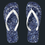 Monogram Navy Blue Glitter Mother of Bride Groom  Flip Flops<br><div class="desc">A fun gift for both the mother of the bride and groom. When her feet are tired at the end of the night,  she'll want these!  Personalise them!</div>