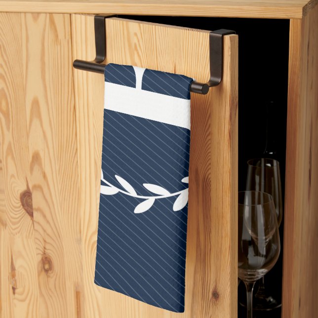 Monogram Navy Blue Kitchen Towel (Thirds Fold)