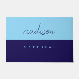 Monogram Navy Blue Modern Minimalist Doormat