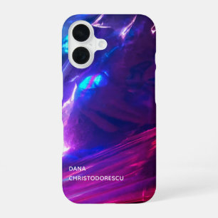 Monogram navy blue purple red bright abstract iPhone 16 case