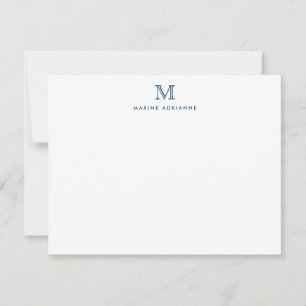 Monogram Navy Blue Simple Classic Formal Elegant Card