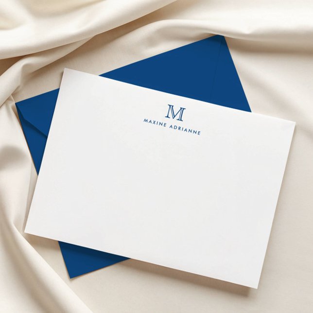 Monogram Navy Blue Simple Classic Formal Elegant Card (Creator Uploaded)