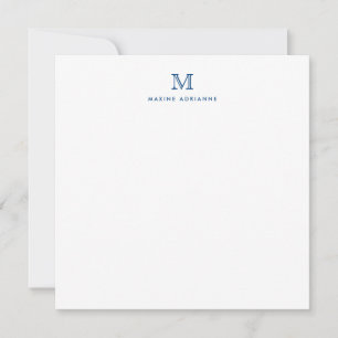 Monogram Navy Blue Simple Modern Typography Card