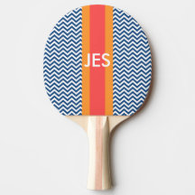 Monogram Navy Chevron Ping Pong Paddle