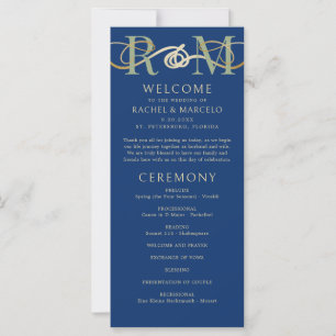 Monogram Navy Olive Sage Green Wedding Program