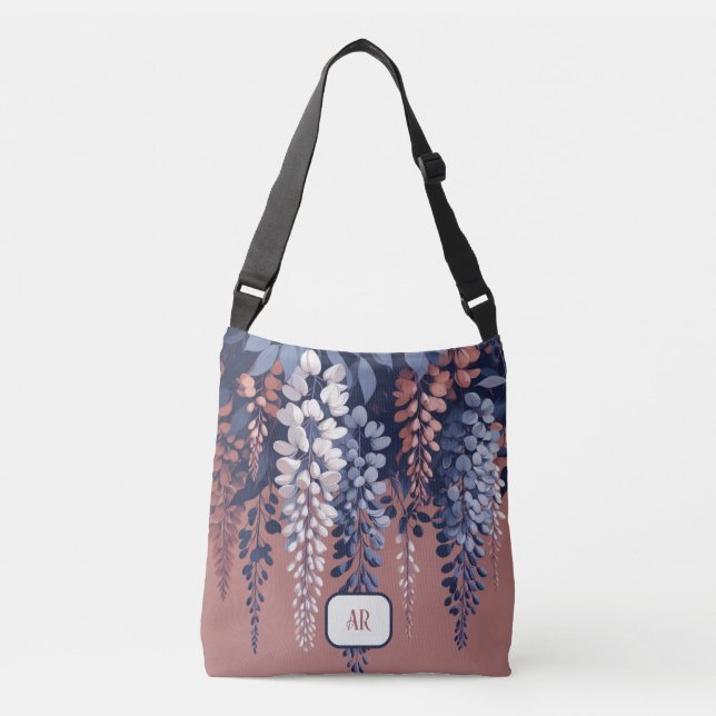 Monogram Navy Rose Wisteria Elegance Crossbody Bag (Front)