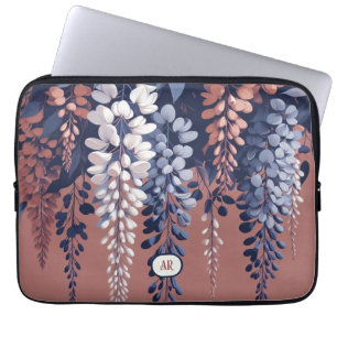 Monogram Navy Rose Wisteria Elegance Laptop Sleeve