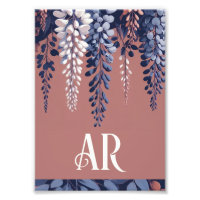 Monogram Navy Rose Wisteria Elegance