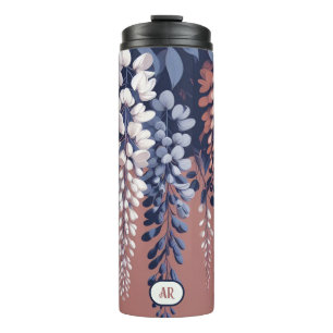 Monogram Navy Rose Wisteria Elegance Thermal Tumbler