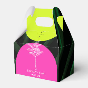 Monogram Neon Arches Tropical Palm Tree Wedding Favour Box