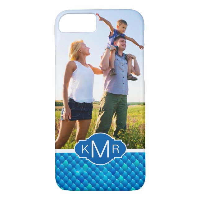 Monogram | Neon Blue Fish Scales Case-Mate iPhone Case (Back)