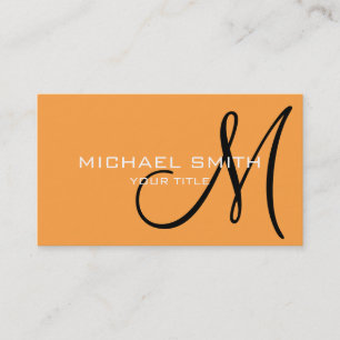 Monogram Neon carrot colour background Business Card
