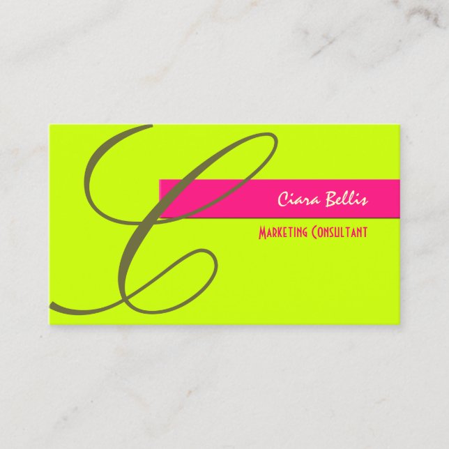 Monogram /Neon Colours /DIY Colours Business Card (Front)