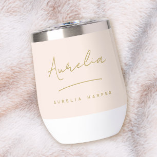 Monogram Neutral Modern Minimal Blush Pink Gold