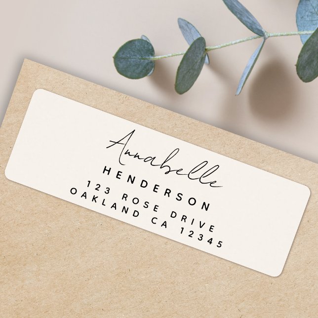 Monogram Neutral | Modern Minimal Return Address (An elegant feminine neutral ivory cream address label perfect for special occasions or everyday mail)