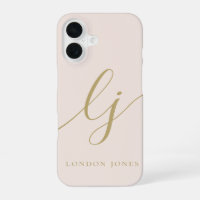 Monogram Neutral Modern Minimal Stylish Blush Gold