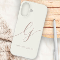 Monogram Neutral Modern Minimal Stylish Ivory Rose