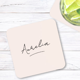 Monogram Neutral Modern Minimalist Chic Signature Coaster