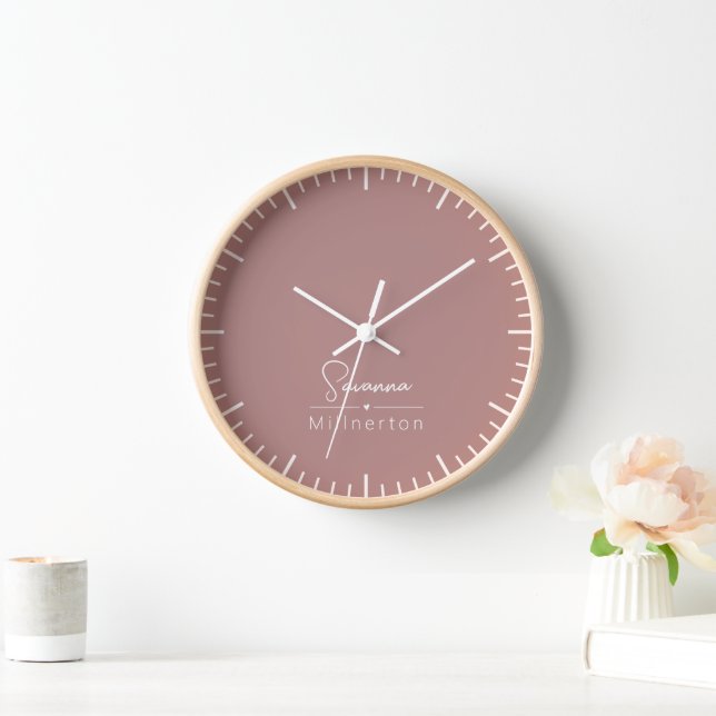 Monogram Neutral Modern Minimalist Elegant Clock (Home)