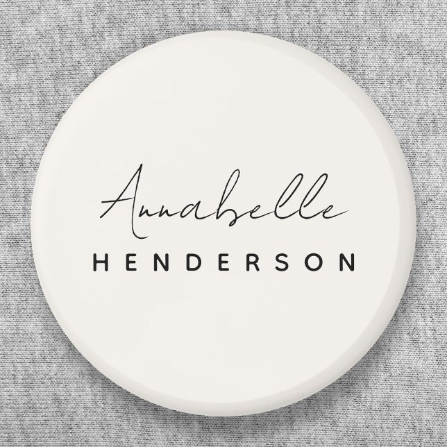 Monogram Neutral | Modern Minimalist Stylish 6 Cm Round Badge (Creator Uploaded)