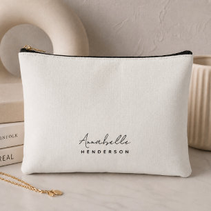 Monogram Neutral Modern Minimalist Stylish Accessory Pouch