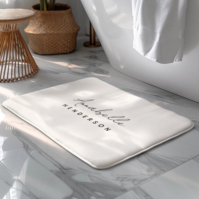 Monogram Neutral | Modern Minimalist Stylish Bath Mat (Creator Uploaded)