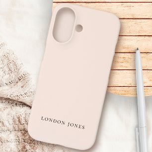 Monogram Neutral Modern Minimalist Stylish Blush iPhone 16 Case