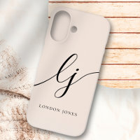 Monogram Neutral Modern Minimalist Stylish Blush