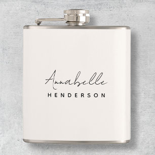 Monogram Neutral Modern Minimalist Stylish Hip Flask