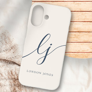 Monogram Neutral Modern Minimalist Stylish Ivory iPhone 16 Case