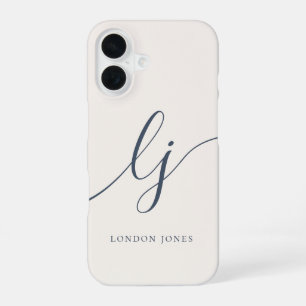 Monogram Neutral Modern Minimalist Stylish Ivory iPhone 16 Case