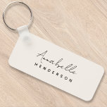 Monogram Neutral | Modern Minimalist Stylish Key Ring<br><div class="desc">A simple stylish custom monogram design with a modern minimalist handwritten script typography paired with a block typography in black on a natural ivory cream background. The monogram name can easily be personalised to make a design as unique as you are! The perfectly personal gift or accessory for any occasion!...</div>