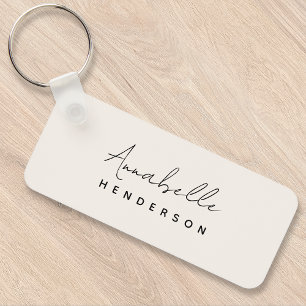 Monogram Neutral   Modern Minimalist Stylish Key Ring