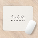 Monogram Neutral | Modern Minimalist Stylish Mouse Mat<br><div class="desc">A simple stylish custom monogram design with a modern minimalist handwritten script typography paired with a block typography in black on a natural ivory cream background. The monogram name can easily be personalized to make a design as unique as you are! The perfectly personal gift or accessory for any occasion!...</div>