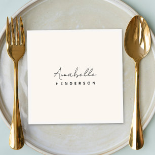 Monogram Neutral   Modern Minimalist Stylish Napkin