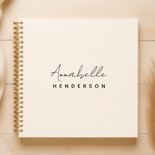 Monogram Neutral   Modern Minimalist Stylish Notebook