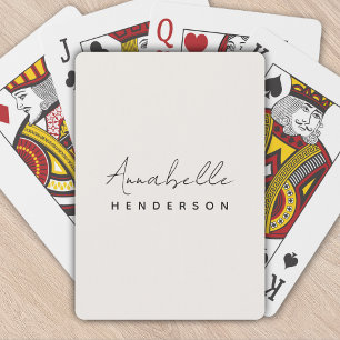 Monogram Neutral Modern Minimalist Stylish Playing Cards