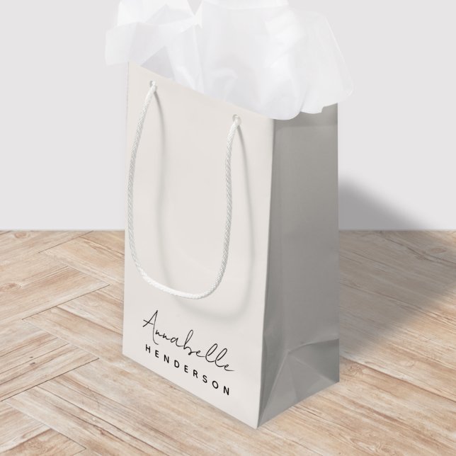 Monogram Neutral | Modern Minimalist Stylish Small Gift Bag (Creator Uploaded)