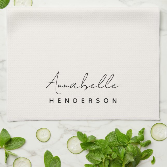 Monogram Neutral | Modern Minimalist Stylish Tea Towel (Folded)